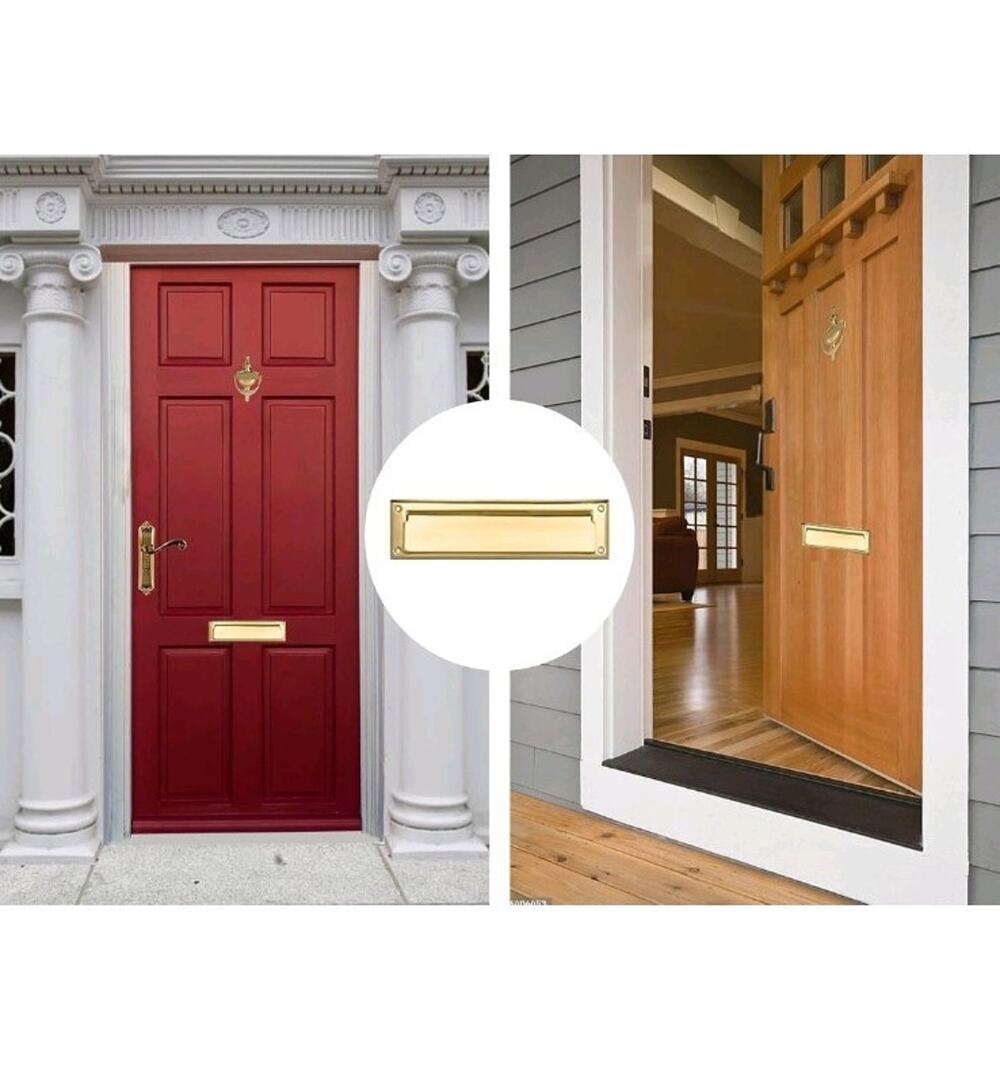 Solid Brass Mail Slot, with Solid Brass Interior Frame,10" x 3", 1 Pack